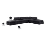 Indulge 140" Linen Textured Fabric Upholstered 6pc. Modular Sectional in Black