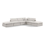 Indulge 140" Linen Textured Fabric Upholstered 6pc. Modular Sectional in Cream