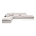 Indulge 140" Linen Textured Fabric Upholstered 6pc. Modular Sectional in Cream