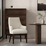 Beever Chenille Wood Armchair in Cream