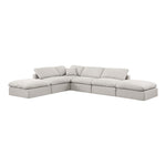 Indulge 140" Linen Textured Fabric Upholstered 6pc. Modular Sectional in Cream