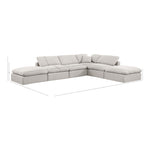 Indulge 140" Linen Textured Fabric Upholstered 6pc. Modular Sectional in Cream