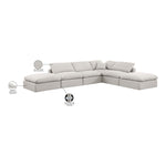 Indulge 140" Linen Textured Fabric Upholstered 6pc. Modular Sectional in Cream