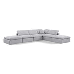 Indulge 140" Linen Textured Fabric Upholstered 6pc. Modular Sectional in Grey