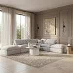 Indulge 140" Linen Textured Fabric Upholstered 6pc. Modular Sectional in Grey