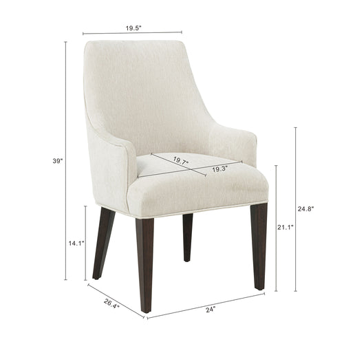 Beever Chenille Wood Armchair in Cream