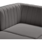 Alina 91" Velvet Upholstered 4pc. Modular Sectional in Grey