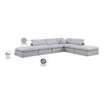 Indulge 140" Linen Textured Fabric Upholstered 6pc. Modular Sectional in Grey