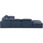 Indulge 140" Linen Textured Fabric Upholstered 6pc. Modular Sectional in Navy