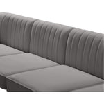 Alina 91" Velvet Upholstered 4pc. Modular Sectional in Grey