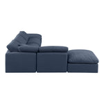 Indulge 140" Linen Textured Fabric Upholstered 6pc. Modular Sectional in Navy