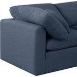 Indulge 140" Linen Textured Fabric Upholstered 6pc. Modular Sectional in Navy