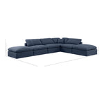 Indulge 140" Linen Textured Fabric Upholstered 6pc. Modular Sectional in Navy