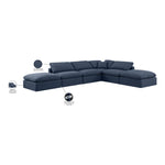 Indulge 140" Linen Textured Fabric Upholstered 6pc. Modular Sectional in Navy