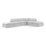 Indulge 140" Linen Textured Fabric Upholstered 6pc. Modular Sectional in White