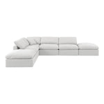 Indulge 140" Linen Textured Fabric Upholstered 6pc. Modular Sectional in White