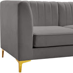Alina 91" Velvet Upholstered 4pc. Modular Sectional in Grey