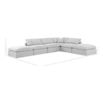 Indulge 140" Linen Textured Fabric Upholstered 6pc. Modular Sectional in White