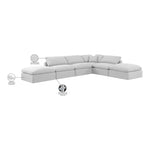 Indulge 140" Linen Textured Fabric Upholstered 6pc. Modular Sectional in White