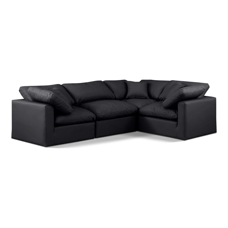 Indulge 105" Vegan Leather Upholstered 4pc. Modular Sectional in Black