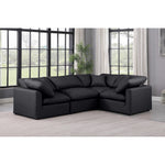 Indulge 105" Vegan Leather Upholstered 4pc. Modular Sectional in Black