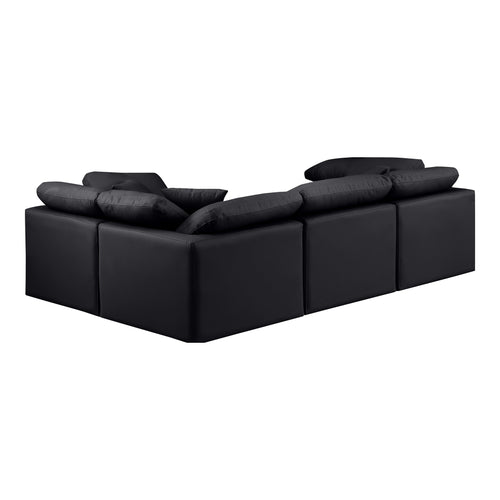 Indulge 105" Vegan Leather Upholstered 4pc. Modular Sectional in Black