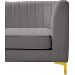 Alina 91" Velvet Upholstered 4pc. Modular Sectional in Grey