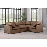 Indulge 105" Vegan Leather Upholstered 4pc. Modular Sectional in Brown
