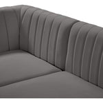 Alina 91" Velvet Upholstered 4pc. Modular Sectional in Grey