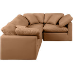 Indulge 105" Vegan Leather Upholstered 4pc. Modular Sectional in Cognac