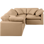 Indulge 105" Vegan Leather Upholstered 4pc. Modular Sectional in Tan