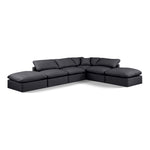 Indulge 140" Vegan Leather Upholstered 6pc. Modular Sectional in Black