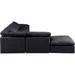 Indulge 140" Vegan Leather Upholstered 6pc. Modular Sectional in Black
