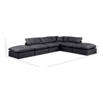 Indulge 140" Vegan Leather Upholstered 6pc. Modular Sectional in Black
