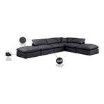 Indulge 140" Vegan Leather Upholstered 6pc. Modular Sectional in Black