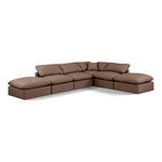 Indulge 140" Vegan Leather Upholstered 6pc. Modular Sectional in Brown