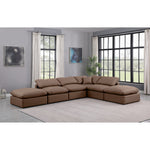 Indulge 140" Vegan Leather Upholstered 6pc. Modular Sectional in Brown