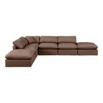 Indulge 140" Vegan Leather Upholstered 6pc. Modular Sectional in Brown