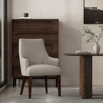 Beever Chenille Wood Armchair in Taupe