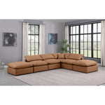 Indulge 140" Vegan Leather Upholstered 6pc. Modular Sectional in Cognac