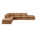 Indulge 140" Vegan Leather Upholstered 6pc. Modular Sectional in Cognac