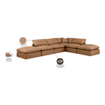Indulge 140" Vegan Leather Upholstered 6pc. Modular Sectional in Cognac
