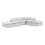 Indulge 140" Vegan Leather Upholstered 6pc. Modular Sectional in Cream