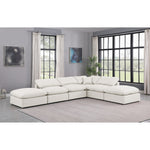Indulge 140" Vegan Leather Upholstered 6pc. Modular Sectional in Cream