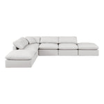 Indulge 140" Vegan Leather Upholstered 6pc. Modular Sectional in Cream