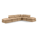 Indulge 140" Vegan Leather Upholstered 6pc. Modular Sectional in Tan