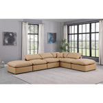 Indulge 140" Vegan Leather Upholstered 6pc. Modular Sectional in Tan