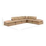 Indulge 140" Vegan Leather Upholstered 6pc. Modular Sectional in Tan