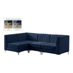Alina 91" Velvet Upholstered 4pc. Modular Sectional in Navy