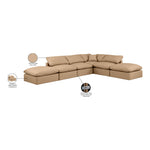Indulge 140" Vegan Leather Upholstered 6pc. Modular Sectional in Tan